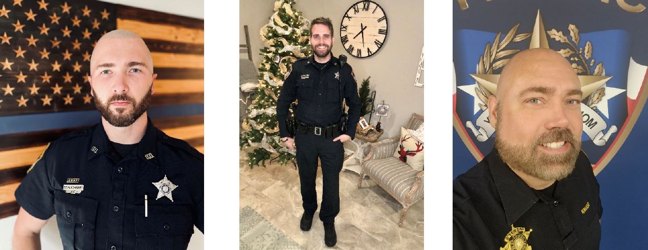 Three photos of deputies sporting their No Shave November Beards